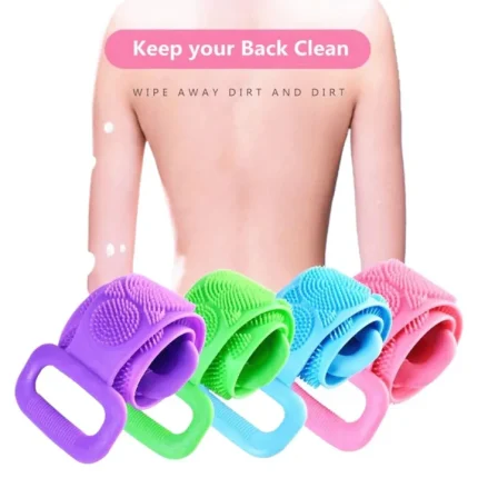 YM Hight Quality Silicone Bath Body Brush Soft Rubbing Exfoliating Massage For Shower Cleaning Bathroom Strap Belt Back Wash Clean Scrub Magic Skin Scrubber Brush Home Remove Stains Tool Medical 70cm Flexible Loofah Friction Comfort Double Sided Dual Side